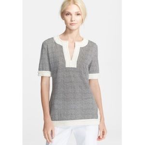 Tory Burch Black & White Knit Tunic Top